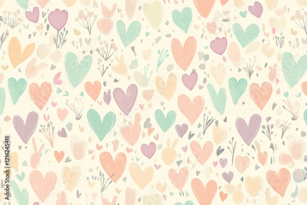 Fototapeta 背景, ハート, 愛, 模様, シームレス, バレンタイン, ベクター, デザイン, イラスト, 壁紙, ピンク, 日, 形, 質感, ハート, デコレーション, シンボル, 文科系, 結婚式, 恋愛, カード, 休日, ロマンチスト, バレンタイン, 赤