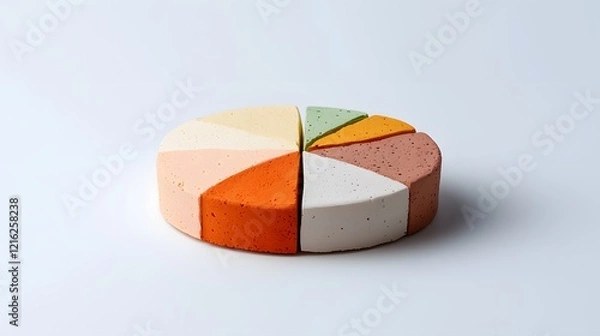 Fototapeta Budget visualization using a layered clay circular chart studio setting infographic design minimalist environment top-down view financial concept