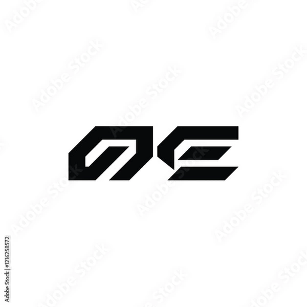Fototapeta OE monogram logo design letter text name symbol monochrome logotype alphabet character simple logo