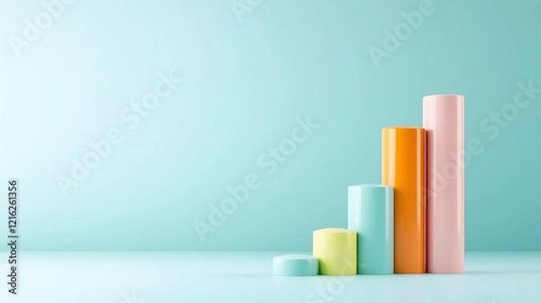 Fototapeta Colorful clay bar graph visualizing student grades classroom infographic bright environment side view education concept