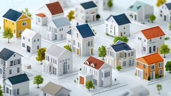 Fototapeta Urban development model architectural display miniature city residential environment aerial viewpoint clay structure breakdown