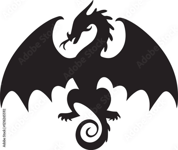 Obraz A simple, single vector art of a dragon. The dragon is in a frontal view. 
