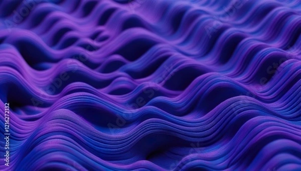 Fototapeta Abstract relief 3D background in the form of waves and streaks of deep blue color, aura indigo fashion color 2025