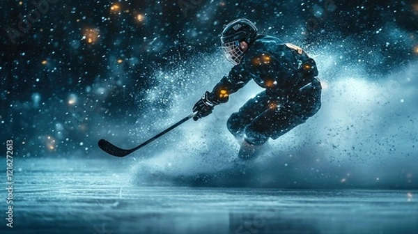 Fototapeta Ice Hockey Player in Action: A Dynamic Winter Sports Scene