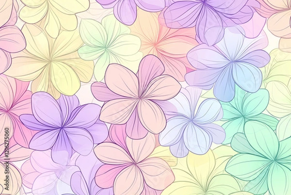 Fototapeta パステルカラー, 花柄, 背景, 花, フローラル, 花, とぶ, ピンク, ベクター, 模様, デザイン, 自然, サマータイム, イラスト, デコレーション, 全盛期, 壁紙, 植える, シームレス, 文科系, カード, 美しい, 美しさ, 庭, 咲く, フレーム, 色