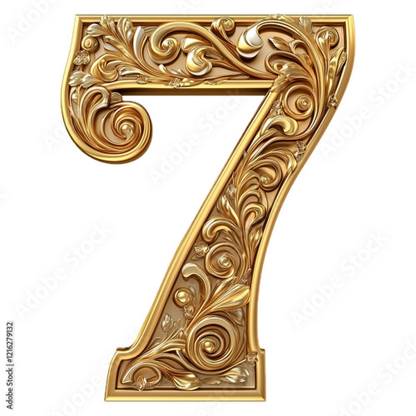 Obraz golden font number 7