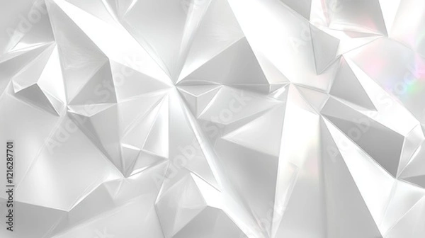 Obraz Holographic background with a triangular pattern, featuring white and rainbow colors, with copy space 