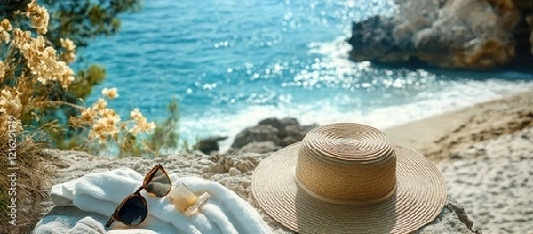 Obraz Summer Beach Relaxation: Coastal Serenity and Sun-Kissed Moments