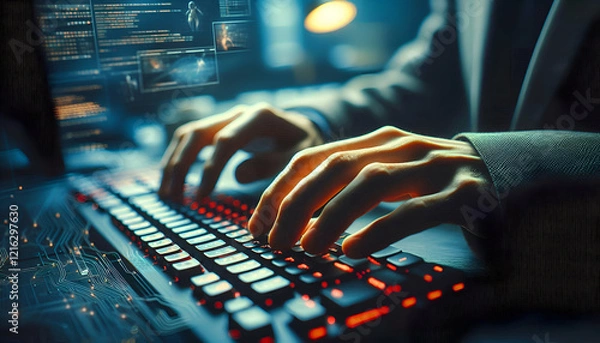 Obraz person typing on keyboard