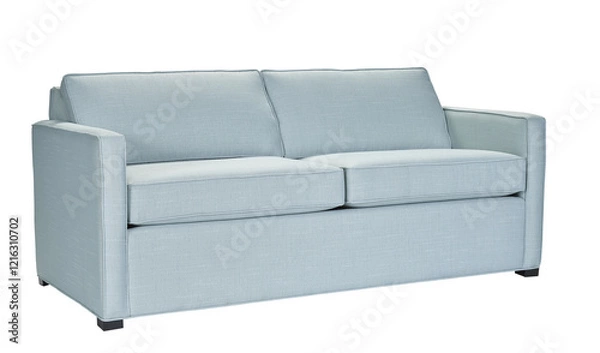 Obraz A sofa in a minimalist design with wooden legs + clipping path. The sofa is isolated on a White background.