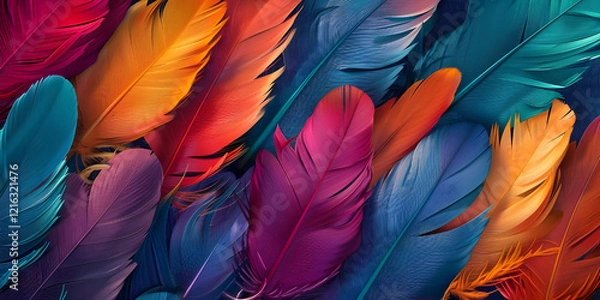 Obraz A Kaleidoscope of Feathers: A Vibrant Display of Color and Texture