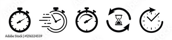 Obraz Timers' icon set on transparent background. Stopwatch symbol. countdown Timer vector illustration