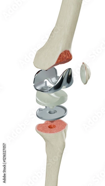 Obraz Total Knee Replacement is surgery to replace diseased or damaged joint surfaces of the knee with metal and plastic prosthetic devices.