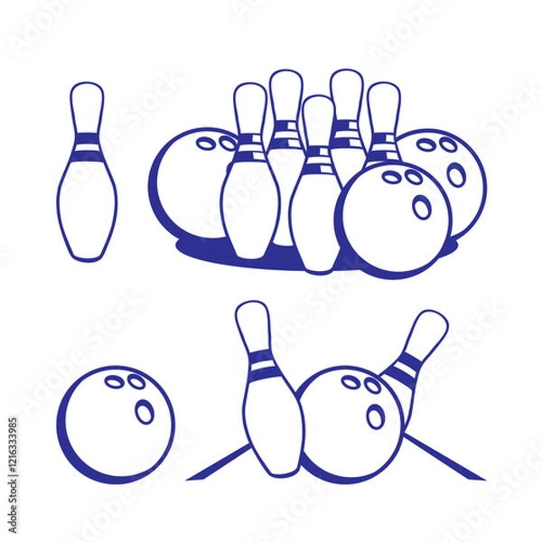 Fototapeta Stock Vector of the game Bowling Logo Simple Illustration