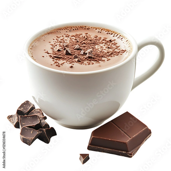 Fototapeta hot chocolate Advertisement isolated on white background full depth of field 