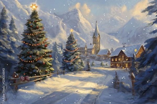 Fototapeta Background for a Christmas card to send greetings to the family during holiday season on xmas celebration