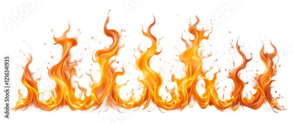 Fototapeta "set of bright dynamic fire flames isolated on white"
