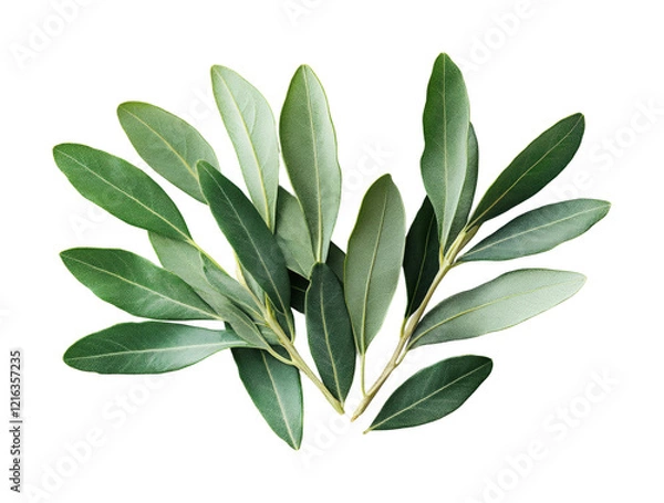 Fototapeta Fresh green leaves arranged artistically, capturing the essence of nature in a minimalist composition isolated on transparent background