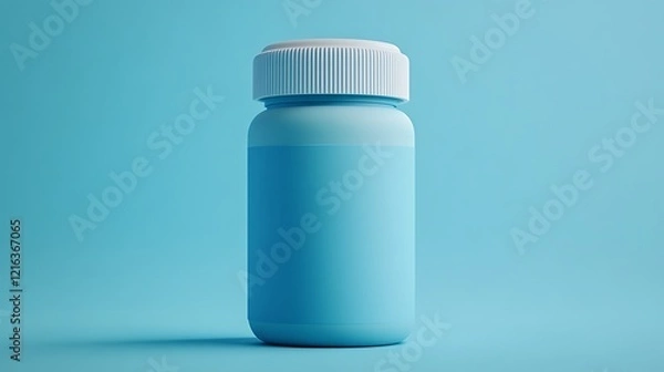 Fototapeta A Simple, Elegant Light Blue Pill Bottle on a Matching Background