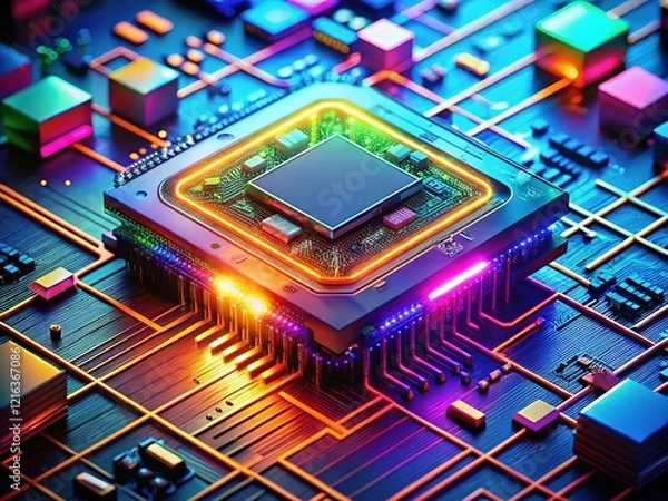 Fototapeta Intricate Microchip Design, High-Resolution Image