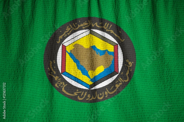 Fototapeta Closeup of Ruffled Gulf Cooperation Council Flag, GCC Flag Blowi