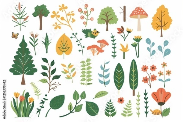 Fototapeta Colorful Nature Elements Illustration