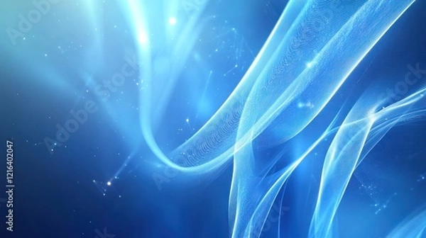 Fototapeta Abstract Blue Waves: Digital Art Serenity