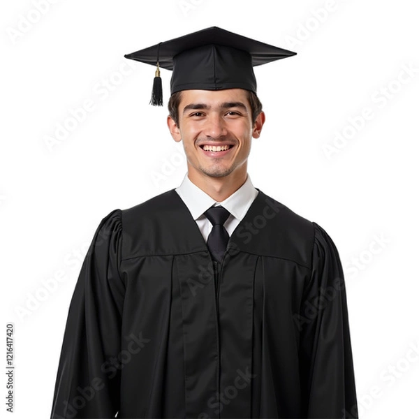 Fototapeta portrait of a graduate in cap with transparent background