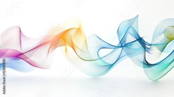 Fototapeta Rainbow Color Smoke Waves Abstract Design White Background