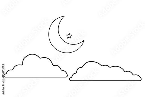 Fototapeta Cloud single Line Modern & Minimalist Drawing Vector for Graphic Project