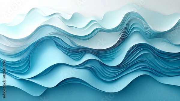 Fototapeta Abstract Layers of Blue Flowing Waves in a Minimalist Design an abstract artistic interpretation.