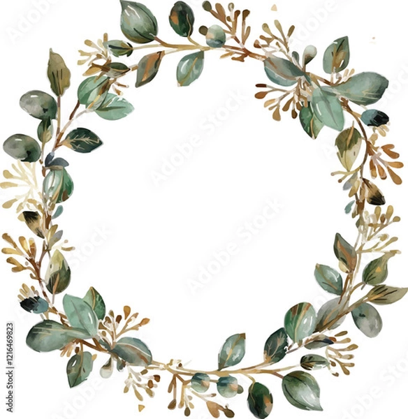 Fototapeta round leaves frame illustration,generative ai