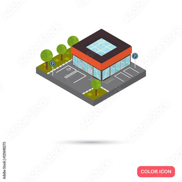 Fototapeta Isometric store color icon. Modern isometric concept
