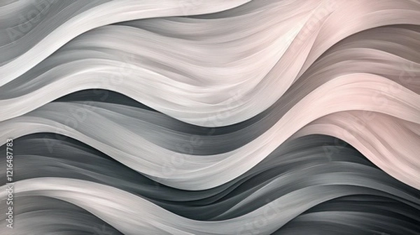 Fototapeta Abstract Grey and White Wave Pattern: A Serene Digital Art Piece