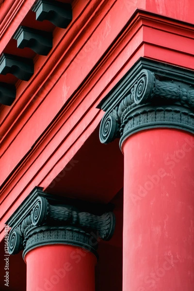 Obraz Minimalist abstract of the facade of the Red University Building in Kyiv, Ukraine