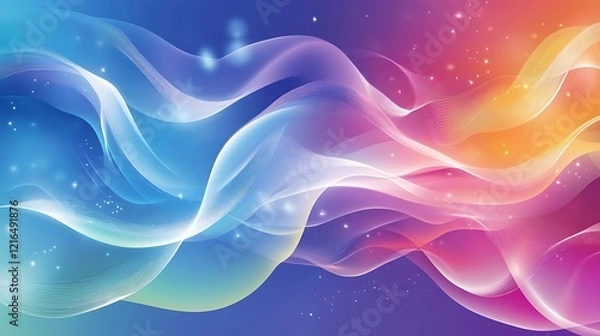 Fototapeta Abstract Colorful Waves and Glowing Particles Background