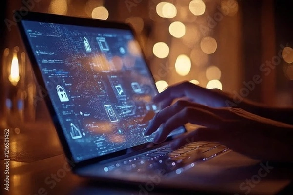 Fototapeta The concept of online data protection and information security aims to ensure data confidentiality, integrity, and availability