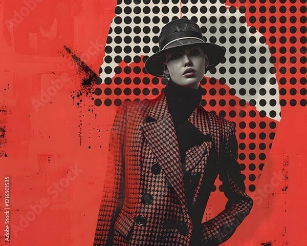 Obraz Illustration of A chic fashion magazine cover with stylish dot fonts, showcasing the latest trends in urban wear. Ai Generate.

