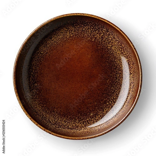 Fototapeta Empty Brown Ceramic Plate Top View Generative Ai