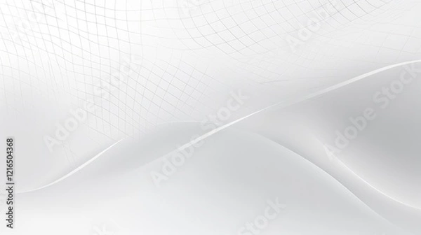 Obraz Abstract white background with soft curves and a grid pattern, suitable for design purposes.