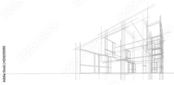 Fototapeta architectural sketch of a building