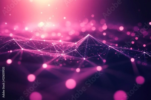 Fototapeta Geometric tech grid with interconnected elements, creating a futuristic style.