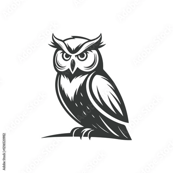 Obraz Owl silhouette vector line art logo