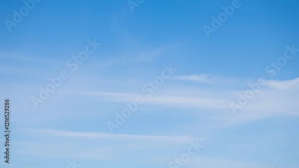 Obraz Serene Blue Sky with Wispy Cirrus Clouds - Peaceful Nature Background