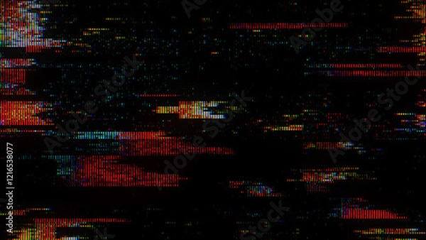 Fototapeta Glitch noise static television VFX. Visual video effects stripes background, CRT tv screen no signal glitch effect