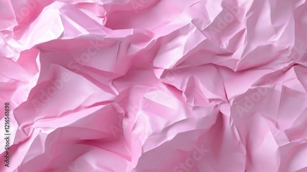 Fototapeta Pink crumpled paper texture background