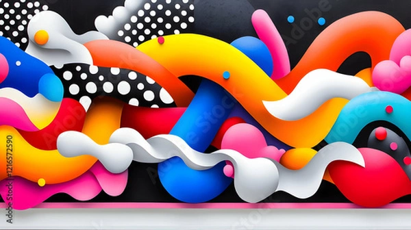 Obraz Abstract Colorful Wave Pattern Background. Vibrant Swirls and Dynamic Shapes. Modern Artistic Design