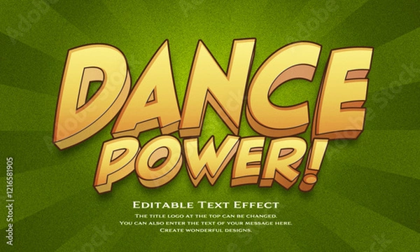 Fototapeta ”HipHop Power!” Editable title logo text style effect in cream yellow Neon, comic font typeface
