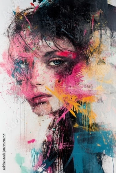 Obraz Abstract Portraiture with Vivid Colors and Artistic Expression