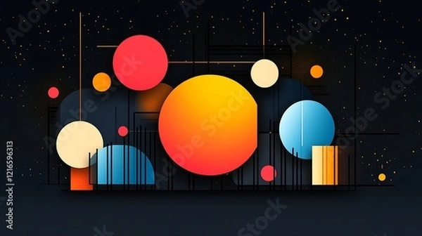 Fototapeta Abstract Colorful Circles Geometric Design Background